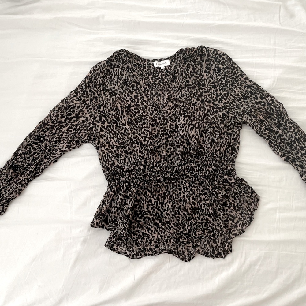Bella Dahl Muted Cheetah Print Long-Sleeve Blouse